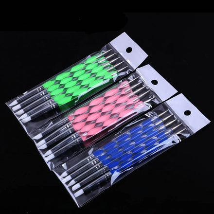 Wholesale 5PCS Double-headed Nail Art Dotting Tool Brushes Carving Nail Pen Rod Set Silicone Head Sculpture Pen