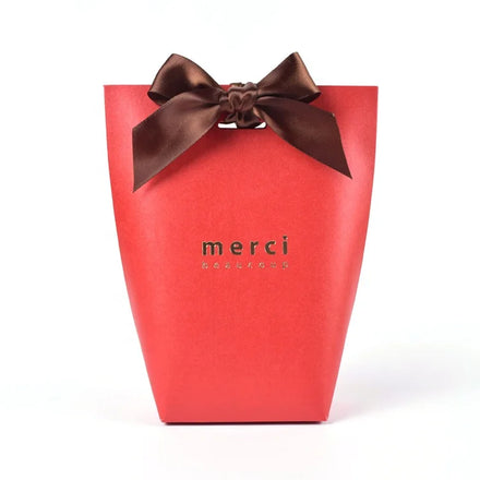 Online Hot Sale Promotional Party Decoration Wholesale Fancy Red Paper Merci Wedding Souvenirs Bags
