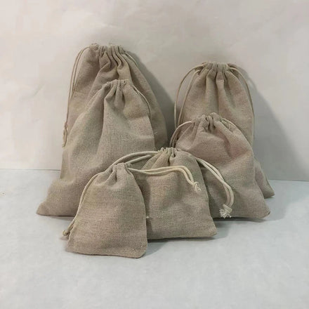 Eco Canvas Printed Gift Packaging Pouch Cotton Linen DrawString Bags Customized Organic Muslin Drawstring Bag