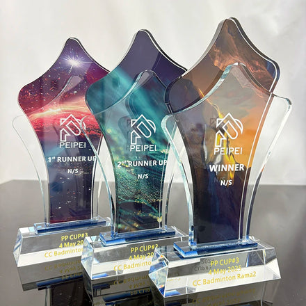 Full Color Printing New Style Crystal Flower Shape Trophy Awards MH-NJ00690