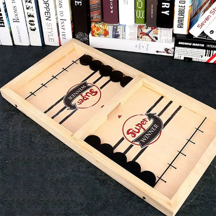 Wooden Parent-Child Interactive Chess Set Bumping Chess Board Game Wood Bounce Desktop Hockey Toys Bouncing Chess Toys