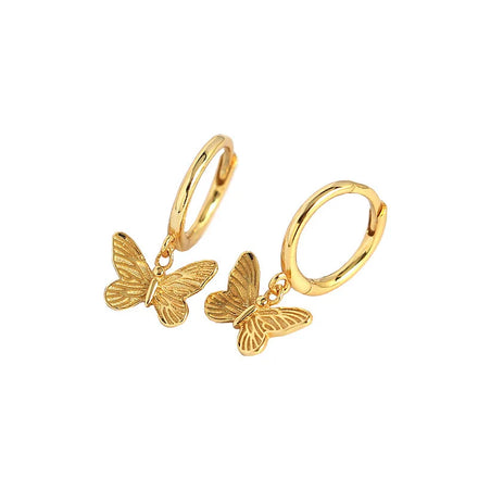 Wholesale 925 Sterling Silver 18K Gold Butterfly Huggie Earrings for for Women Girls Wedding Party Jewelry