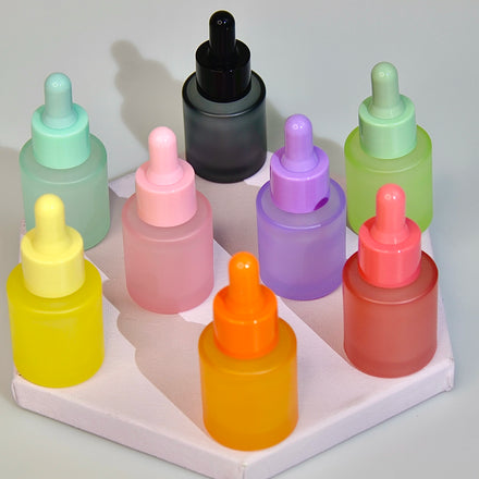 Gift Colorful Essential Oil Dropper Bottles Frosted 20ml Matte Glass Essential Oil Bottle Luxury Thick Wall Cosmetic Packaging