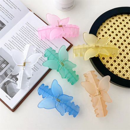 11cm Wholesale Latest Light Blue Large New butterfly Gripper Hair Claw Clips for Woman