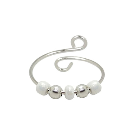 New Copper ring Turn Rice Beads 5 Beads Opening Adjustable Micro-moving Beads Opening Adjustable Copper Ring Finger Rings