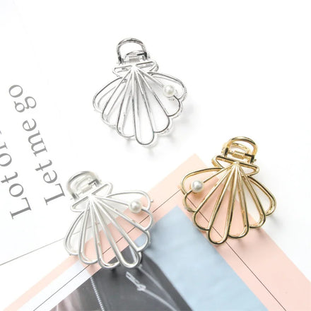 Hot Sale Retro Simple Shell Pearl Alloy Hairpin Alloy Bangs Clip Headdress Quality Elegant Luxury Hairpin for Girls