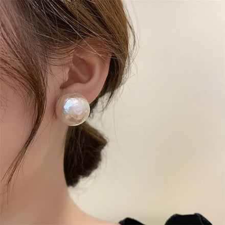 New Trendy Retro Eco Friendly Cotton Pearl Earring Chic 18K Gold Plated Round Pearl Stud Earring Jewelry