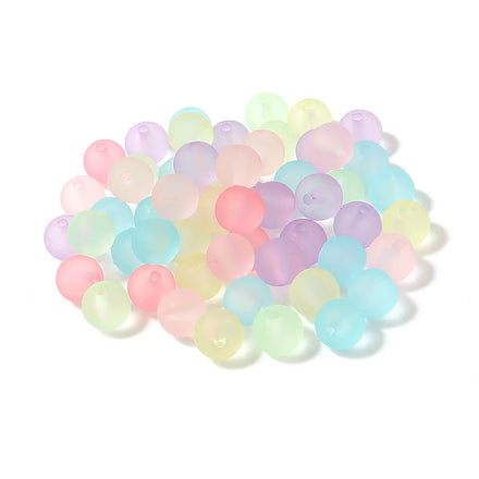 100pcs/bag Acrylic Macaron Straight Hole Transparent Matte Round Beads Multi Colors 6-10mm NCCB Brand for DIY Jewelry Making