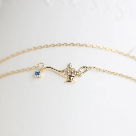 Creative Lucky Pure 925 Sterling Silver Double Layered Thin Chain Divine Lamp Charm Bracelets for Women Girls Jewelry