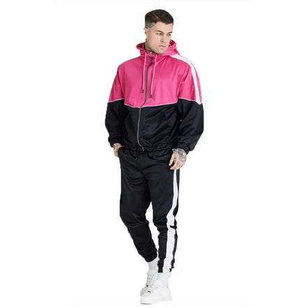 KY Windbreakers Black Tape Polyester Track Jacket Training Wear Fall Jogging Jogger Set Blank Men's Hoodies Set Custom Suits