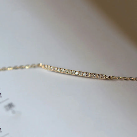 Simple Fashion 14K Gold Plated Pure 925 Sterling Silver Single Row Drill Zircon Thin Chain Bracelets for Women Girls Jewelry