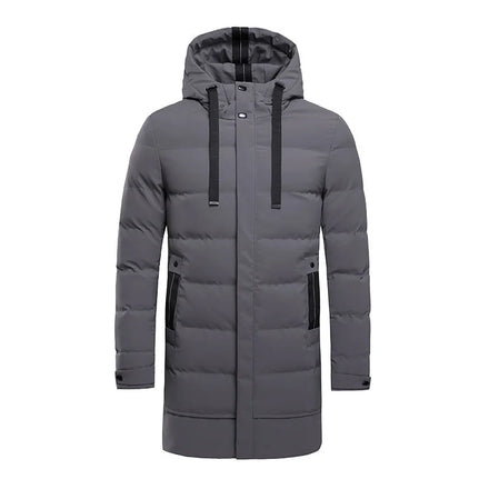 Winter New Europe and America Simple Hooded Medium Long Down Cotton Jacket Men's Plus Size