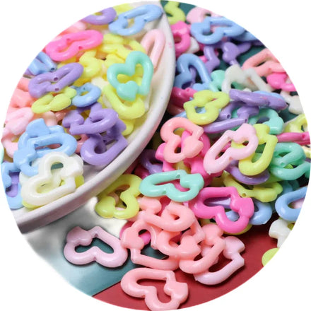 Candy Color Hallow Heart Beads Fit DIY Women Girls Bracelets Necklace Pendants Scrapbook Accessories