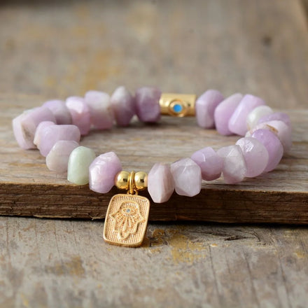 Charm Friendship Christian Zircon Purple Zinc Alloy 14K Gold Plated Beaded Snap Bracelet for Women-Wedding Gift