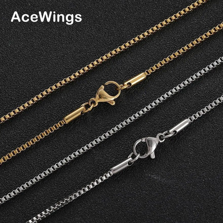 SC029 1.5mm Stainless Steel Geometric Gold Plated Box Chain Necklace for Unisex Anniversary Occasion