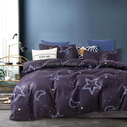 Ebay 100% Microfiber Woven Technics 3D Starry Sky Duvet Cover Sheet Set Cheap Bed Sheets for Home Use