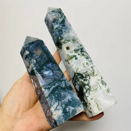 Wholesale Natural Healing Crystal Gemstone Large Size Points Tower High Polished Large Moss Agate Tower Decoration