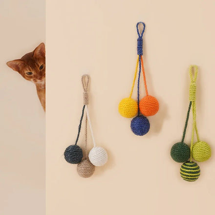 New Design Colorful Hemp Rope Ball Cat Toy Funny Cat Scratch Bite-Resistant Cat Toy Interactive Kitten Toy