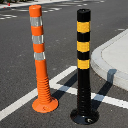 75cm 100cm ROADSAFE Logo Yellow Reflective Traffic Bollard Plastic PU Flexible Delineator Warning Barrier Post