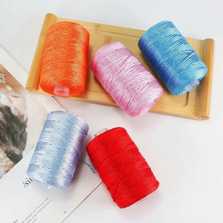 Bright Silk Thread Hollow Light Body Wool Summer Sun Hat Hand-woven Diy Macrame Silk Thread Light Knitting Polyester Cord