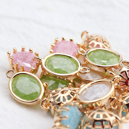 M620 10pcs/lot Wholesale 18k Gold Plated Copper Nickel Free DIY Zircon Pendant Charms Jewelry Making Components in Bag