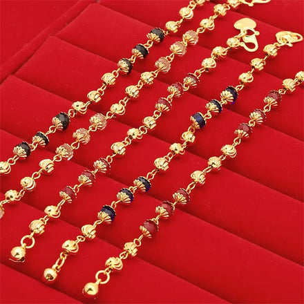 JXX Popular Hot Sale Girls Gold Filled Bead Bracelet Chain Gold Plated 24k Fashion Brass Jewelry for Gift