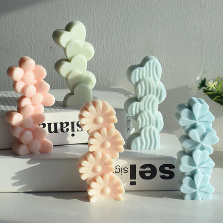 New Dislocation Candle Mold Four-leaf Clover love Sunflower Flower Soap Mold Silicone Mold Handmade Mould