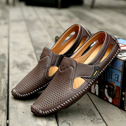 New Design Genuine rubble Sole Leather Sandals Summer Men Sport Beach Closed Toe Sandals