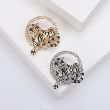 New Design Men Women Jewelry Brooch Clothing Accessories Silver Gold Plated Metal Animal Tiger Brooch Pin