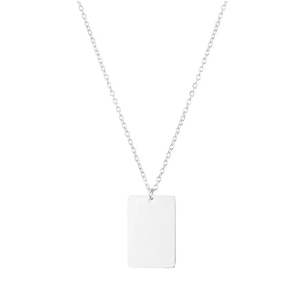 Wholesale Customized Geometric Jewelry Engraved Blank Stainless Steel Ladies Necklace Square Glossy Pendant Necklace
