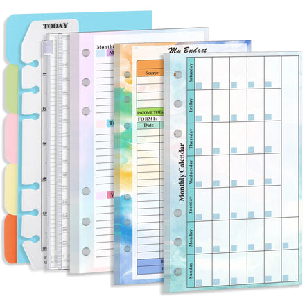 Cute Colorful A6 Loose-leaf Notebooks for Students Magnetic Weekly/Monthly Planner Binder Inner Paper Sheets for Budget