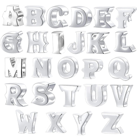 Hot Sell Customized Logo S925 Silver Letter A-Z Alphabet Charm Plata 925 Initial Letters Bead for Women'S Bracelet Necklace Diy