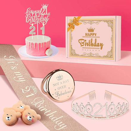 Rose Gold 16th Girl Birthday Party Decoration Sweet Crown Cake Toppers Sash 21th 40th Age Etc Birthday Gift for Girl