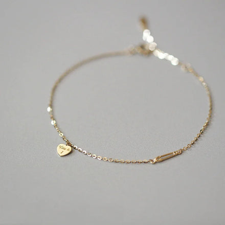 Valentine's Day Gift Pure 925 Sterling Silver Thin Chain Heart Charm U and I Bracelets for Women Girls Jewelry