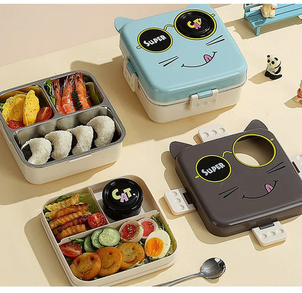 Cute Animal Design 304 Compartment Lunch Bento Box Kids Dining Meal Prep Food Container 304 Compartments Stainless Steel Durable