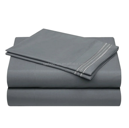 Ebay 100% Microfiber Flat Sheet Fitted Queen/King Set Pure Color Woven Technics Cheap Home Use Includes Pillowcase