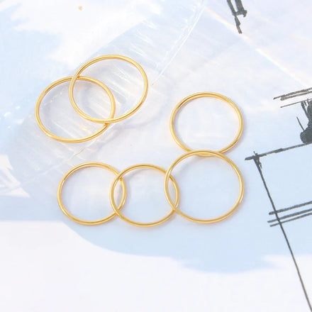 High Polish Stainless Steel Jewelry Smooth Fine Circle Finger Rings Multi Color Popular Smooth Thin Skinny Round Stackable Ring