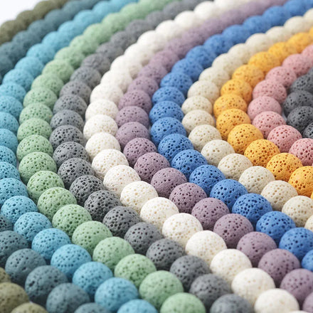 Colorful Lava Rock Stone Beads Natural Stone Round Loose Beads for Essential Oil Diy Bracelet Jewelry Making Beading Accessories