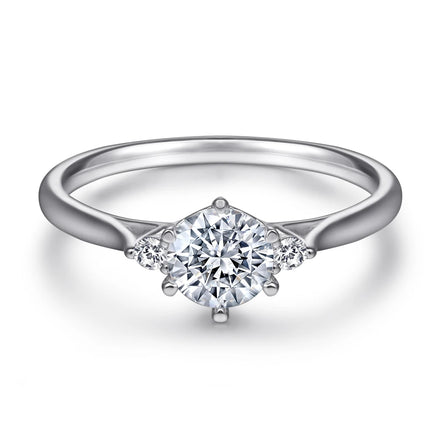 Classic Solitaire Round Cut 6.0mm Rose Gold Plated 925 Sterling Silver Wedding Ring Finger for Female