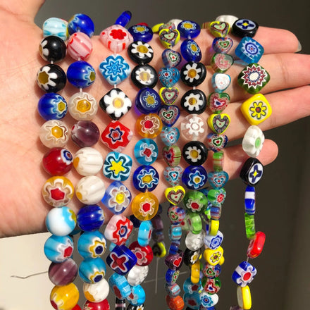Hot Sales 6/8/10mm Millefiori Flower Glass Beads Wholesale Loose Lampwork Glass Beads for DIY Jewelry Making