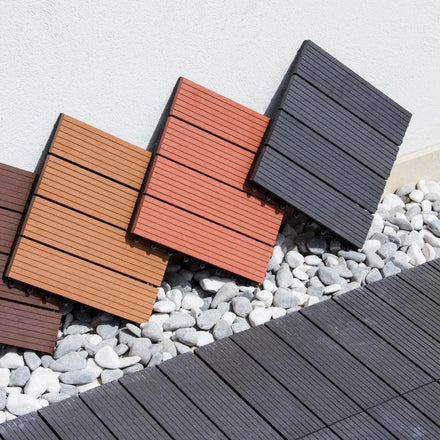 WPC Terrace Tiles Terrace Boards Tile Click Tiles in Wood Look Flooring Cheap Decking Custom Diy WPC Flooring Tiles
