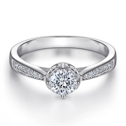 Brilliance Fine Jewelry Round Cut 5.5mm White Gold Plated Permanent Jewelry Wedding Rings for Women