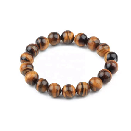 Wholesale Stone Beads Bracelet 8mm 10mm 12mm Natural Brown Tiger Eye Beads Yoga Bracelet Handmade Healing Energy Stone Bracelet