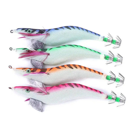 SYNNEX Colorful Lead ABS Luminous Artificial Soft Fishing Shrimp Squid Hook Jigs Lure 10g-20g 9-13.5cm