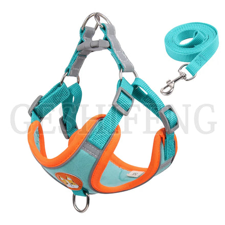 D-210909-10 Hot sale contrast colorful reflective 1.5m 1.5m traction rope Pet Harness Set