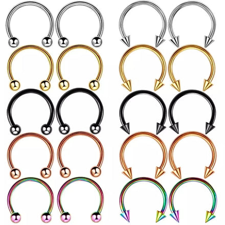 Stainless Steel Nose Rings Circular Barbell Piercing Horseshoe Rings Body Jewelry Ear Cartilage Tragus Septum Ring
