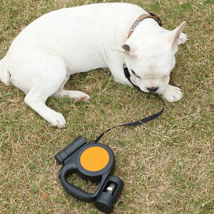 Vegan Leather Turtle Waterproof 50 Foot Dog Lead 10M Retractable Dog Leash With Waste Bag Dispenser Light