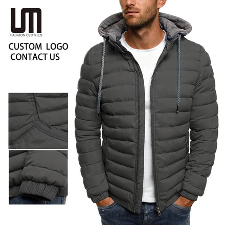 Custom Logo Wholesale Good Quality Men Fashion New Product Hoodies Zipper Parkas Warm Padded Cotton Jackets Plus Size Coats