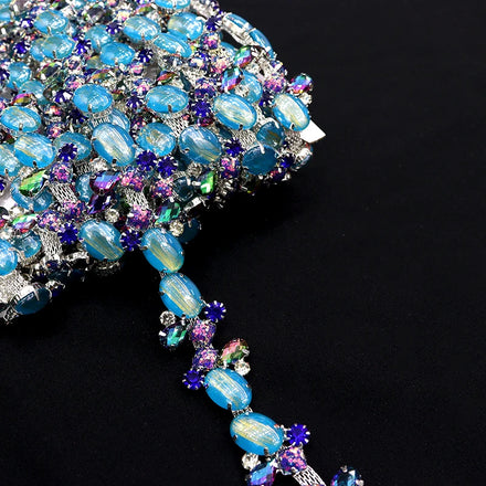 D040 26mm Diamond Rhinestone Crystal Chain Trim Sew-On with Metal Chain for Clothing Shoes Bags