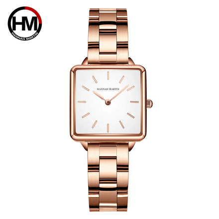 HM 108 Square Watch Japanese Quartz Movement Ladies Watches Waterproof Business Stainless Steel Women Wristwatch